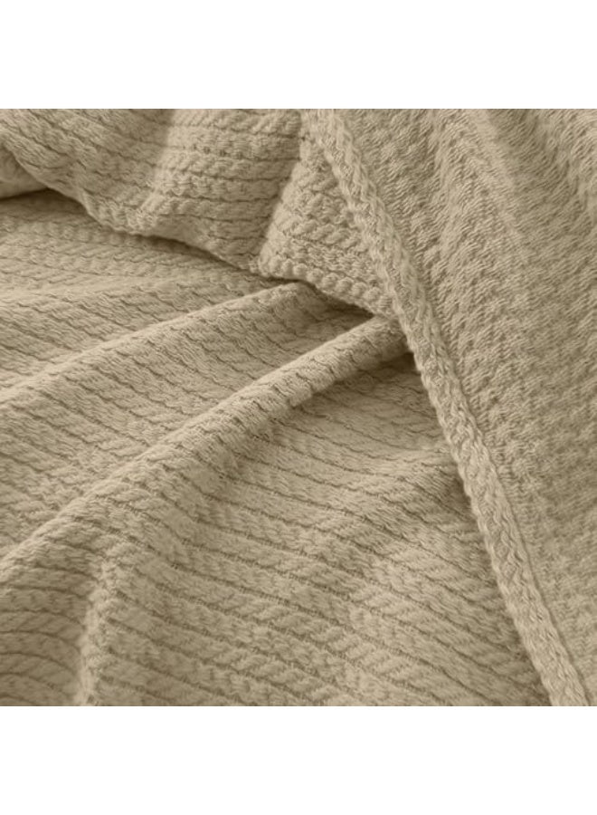 Relax Premium Egyptian Cotton Orchid Throw Blanket Ultra Soft And Lightweight With Elegant Woven Design King Size 255 × 225 cm Perfect For Bed Sofa And Couch  Light CafeColor - Image 2